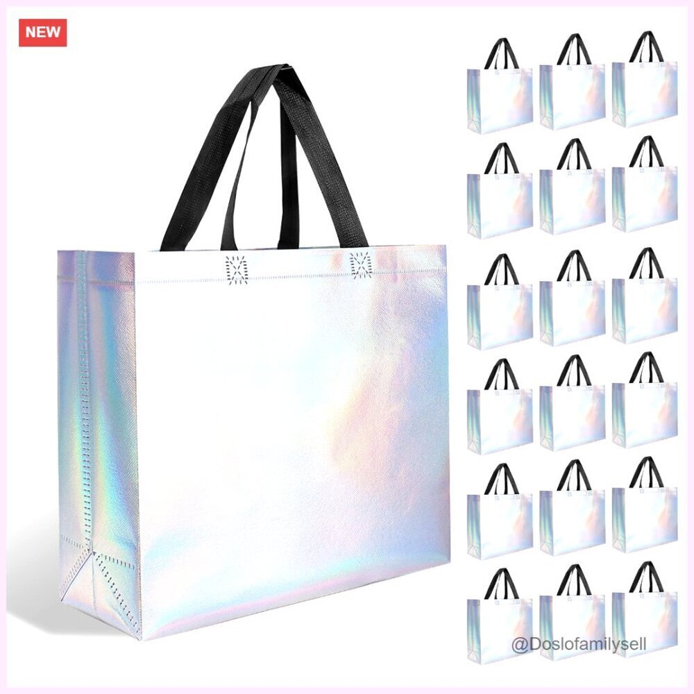 Reusable Polypropylene Gift Bags with Handles, Bulk 18-Pack
